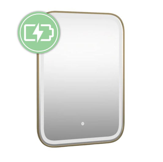 AURA - Battery Powered 24” x 38" Framed Illuminating Mirror - Gold