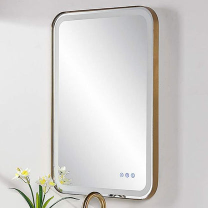 AURA - Battery Powered 24” x 38" Framed Illuminating Mirror - Gold