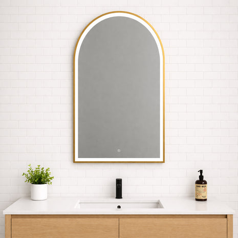 ARC - Battery Powered 24” x 38" Framed Illuminating Mirror - Gold