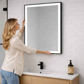 LUMï - Battery Powered 24” x 32” Framed Illuminating Mirror - Black