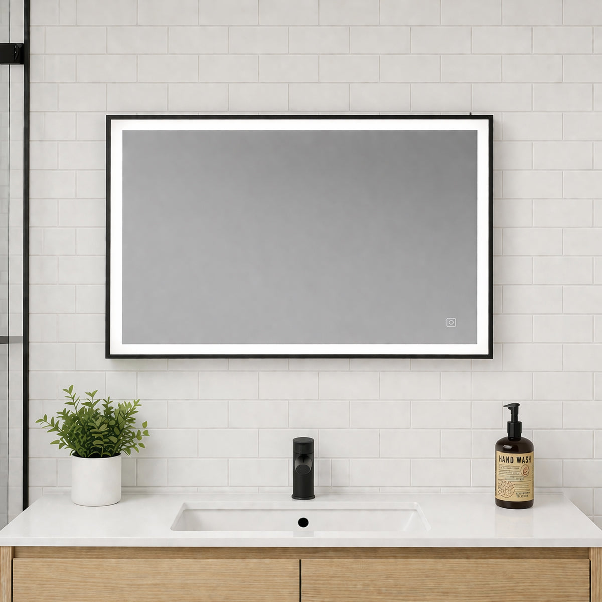 LUMï - Battery Powered 24” x 32” Framed Illuminating Mirror - Black