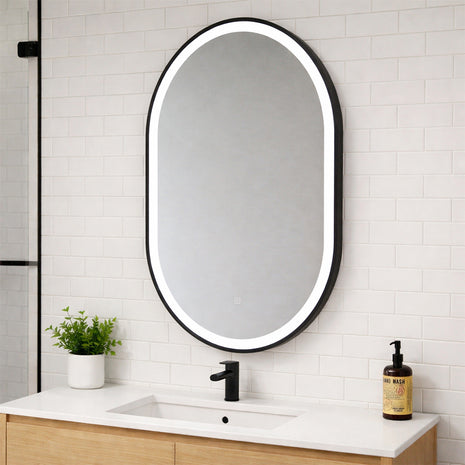 PILL - Battery Powered 24” x 36" Framed Illuminating Mirror - Black