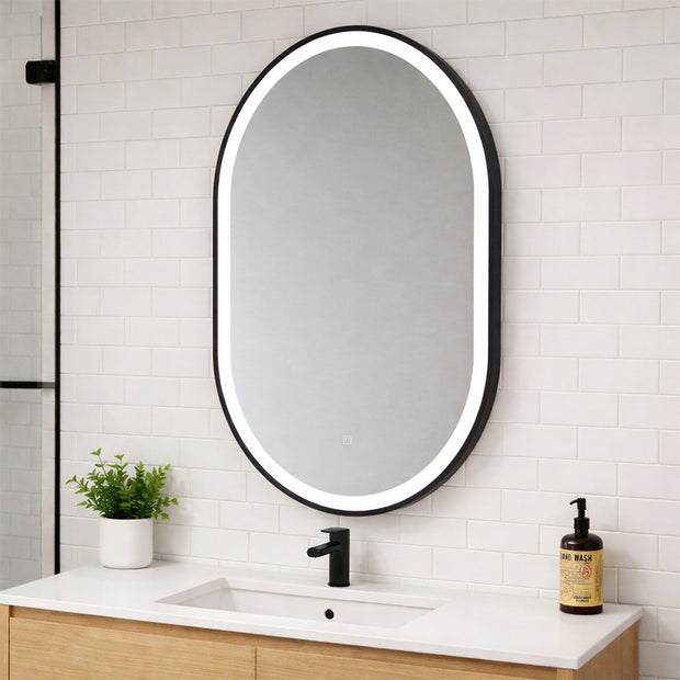 PILL - Battery Powered 24” x 36" Framed Illuminating Mirror - Black