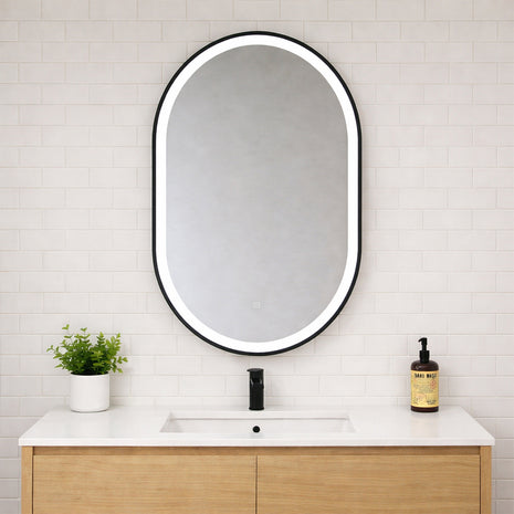 PILL - Battery Powered 24” x 36" Framed Illuminating Mirror - Black