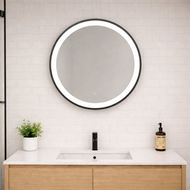 SPHERE - Battery Powered 27.5” dia. Framed Illuminating Mirror - Black