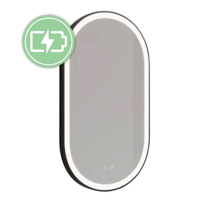 PILL - Battery Powered 24” x 38" Framed Illuminating Mirror - Black