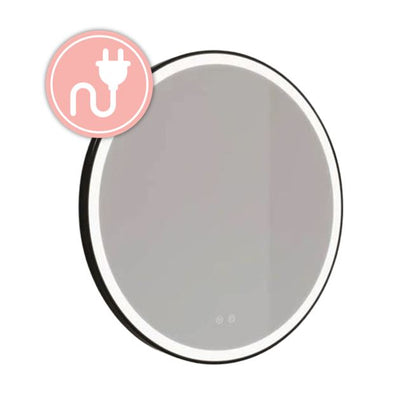 SPHERE - 27.5” dia. Framed Illuminating Mirror - Black